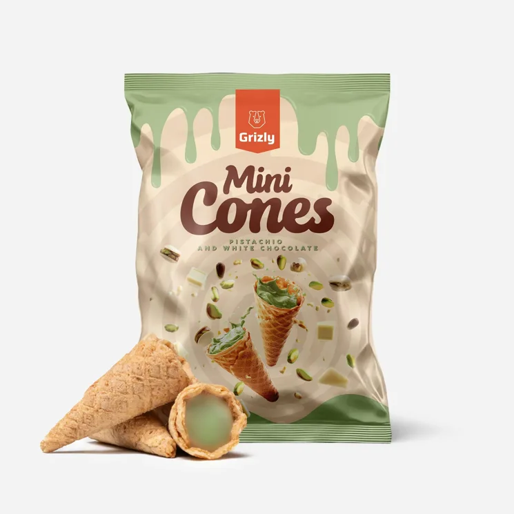 Mini-Cones mit Pistazie & Weißer Schokolade