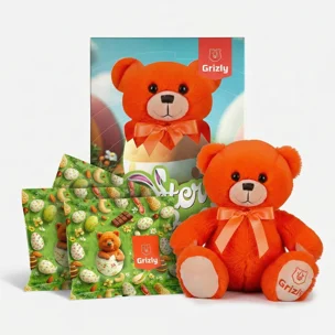 Oster-Geschenkset für Kinder: Kuschelbär & süße Leckereien